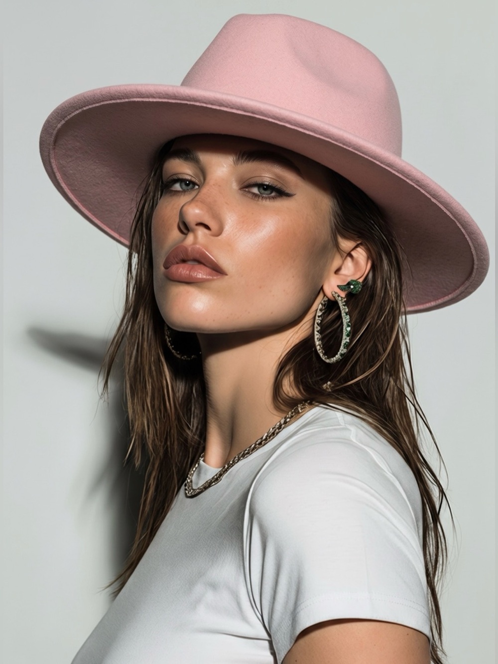 Pink Wide-Brim  Fedora Hat - Women Accessories